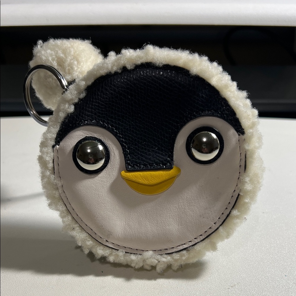 Coach Furry Penguin Keychain Coin Purse
